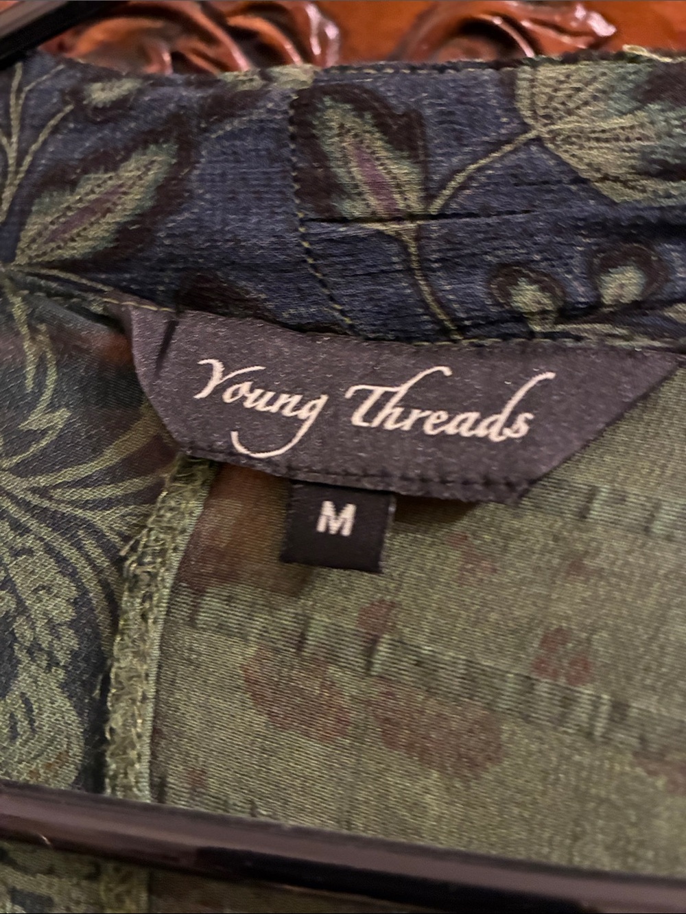 🌿 Young Threads Boho Green Patchwork Kimono NWOT 🌿 - Picture 4 of 8